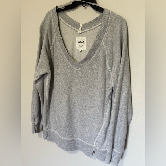 aerie Tops - Aerie Women's Light Gray V-Neck Sweatshirt